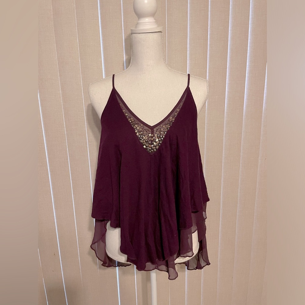 Express Dark Purple Flowy Top Size Small